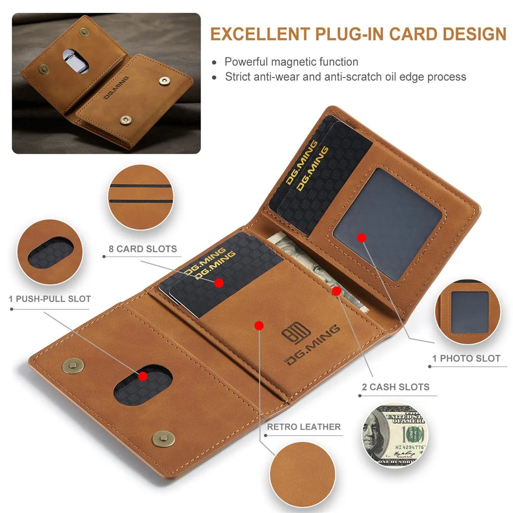 2 in 1 Detachable Magnetic Leather Case for Iphone 17 Pro Max 17 Air 16 16E 15 14 13 12 11 Wallet Cover Cards Holder Pocket