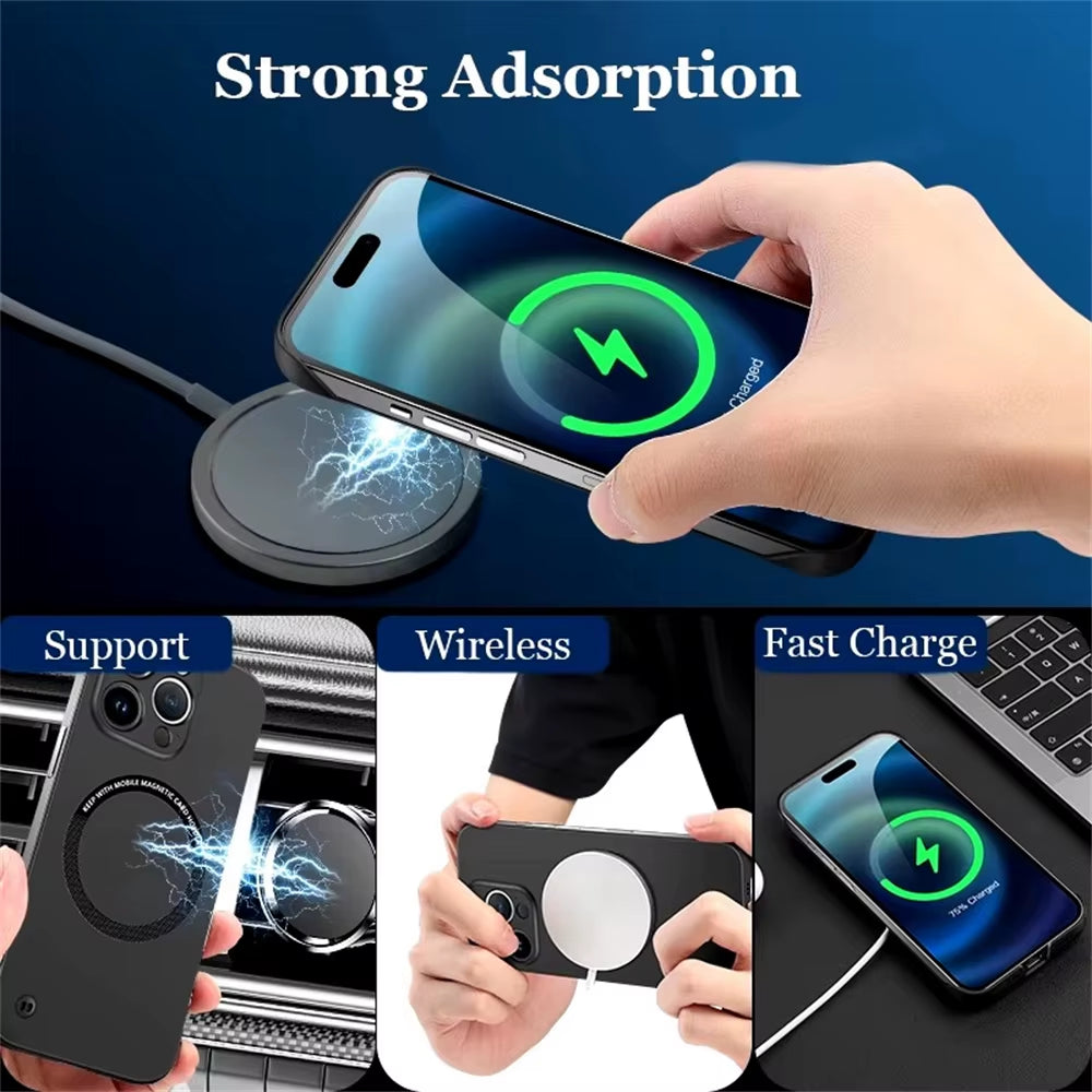 Luxury Ultra-Thin Cooling Frameless for Magsafe Case for Iphone 17 Air 16E 16 15 14 13 12 11 Pro Max plus SE4 Magnetic PC Cover