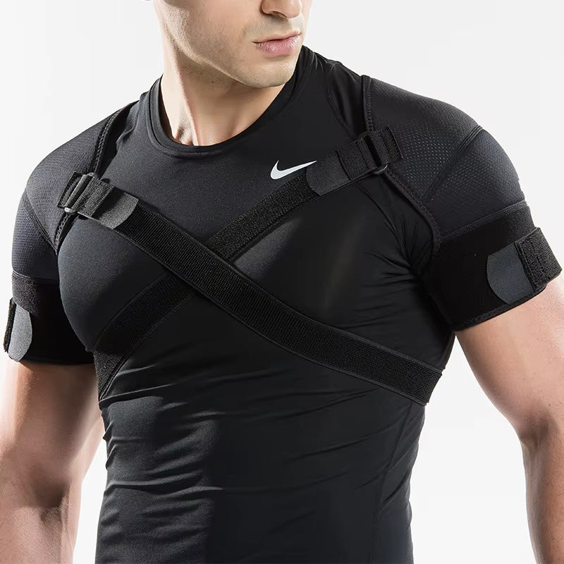 Adjustable Breathable Shoulder Support Strap Cross Cross Shoulder Strap Compression Brace for Shoulder Pain Relief