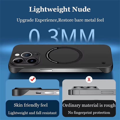 Luxury Ultra-Thin Cooling Frameless for Magsafe Case for Iphone 17 Air 16E 16 15 14 13 12 11 Pro Max plus SE4 Magnetic PC Cover