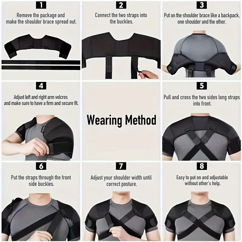 Adjustable Breathable Shoulder Support Strap Cross Cross Shoulder Strap Compression Brace for Shoulder Pain Relief