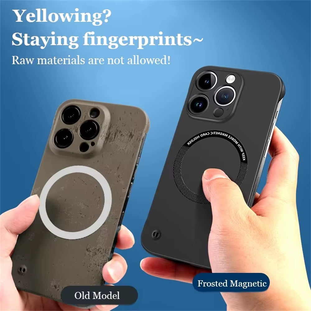 Luxury Ultra-Thin Cooling Frameless for Magsafe Case for Iphone 17 Air 16E 16 15 14 13 12 11 Pro Max plus SE4 Magnetic PC Cover