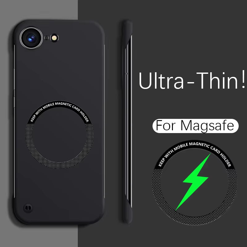 Luxury Ultra-Thin Cooling Frameless for Magsafe Case for Iphone 17 Air 16E 16 15 14 13 12 11 Pro Max plus SE4 Magnetic PC Cover
