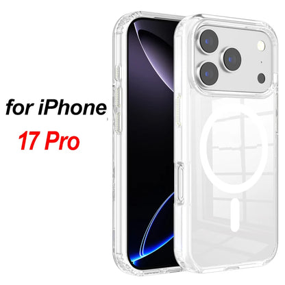 For Magsafe Wireless Charge Magnetic Case for Iphone 17 17Air 17Pro Max Shockproof Transparent Shell PC Clear Cover for Iphone17