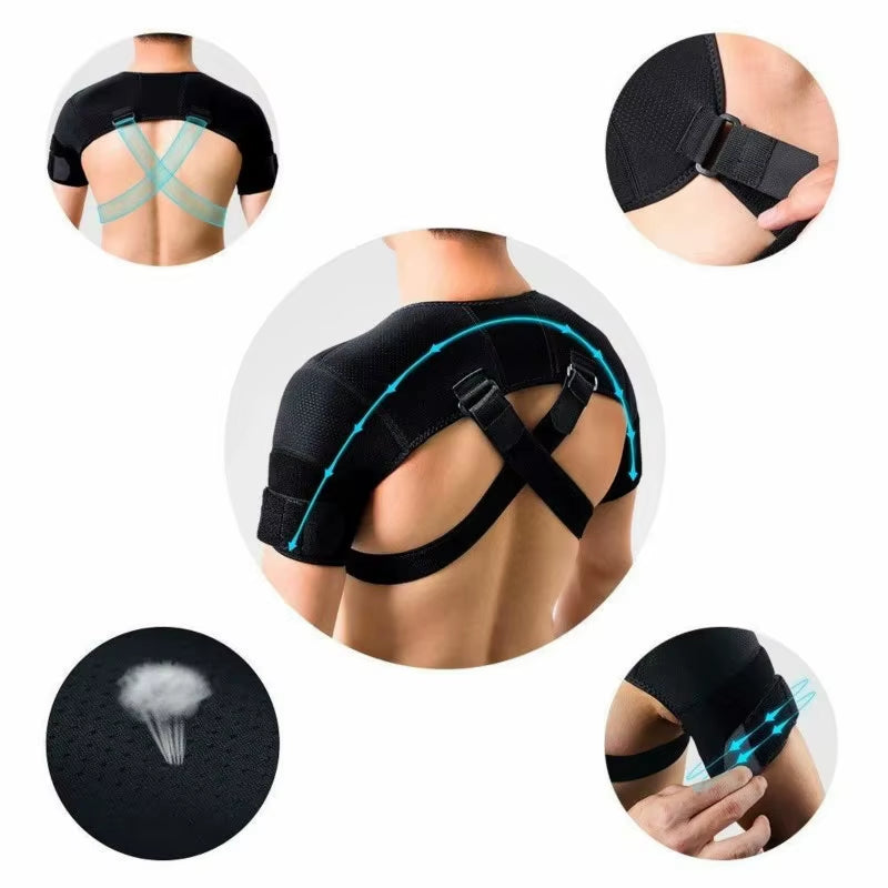 Adjustable Breathable Shoulder Support Strap Cross Cross Shoulder Strap Compression Brace for Shoulder Pain Relief