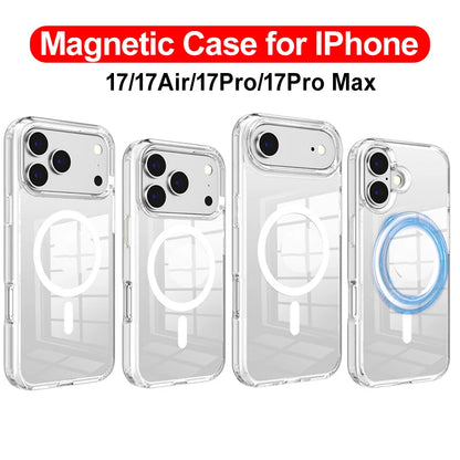 For Magsafe Wireless Charge Magnetic Case for Iphone 17 17Air 17Pro Max Shockproof Transparent Shell PC Clear Cover for Iphone17