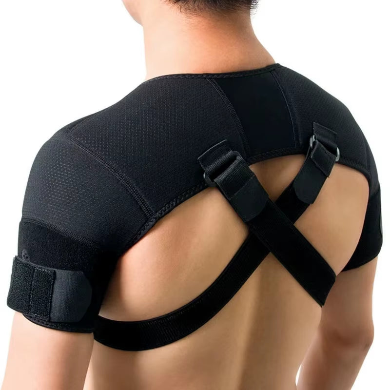 Adjustable Breathable Shoulder Support Strap Cross Cross Shoulder Strap Compression Brace for Shoulder Pain Relief