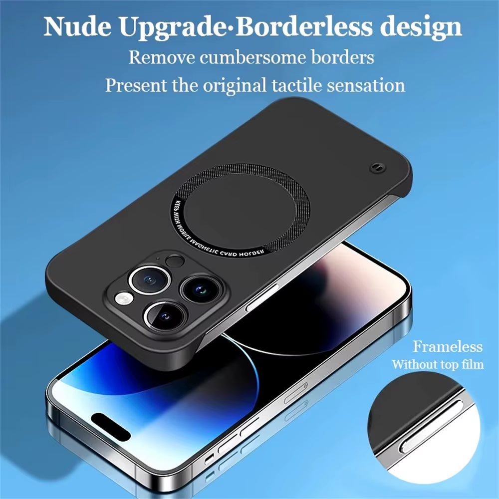 Luxury Ultra-Thin Cooling Frameless for Magsafe Case for Iphone 17 Air 16E 16 15 14 13 12 11 Pro Max plus SE4 Magnetic PC Cover