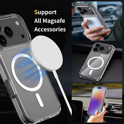 For Magsafe Wireless Charge Magnetic Case for Iphone 17 17Air 17Pro Max Shockproof Transparent Shell PC Clear Cover for Iphone17
